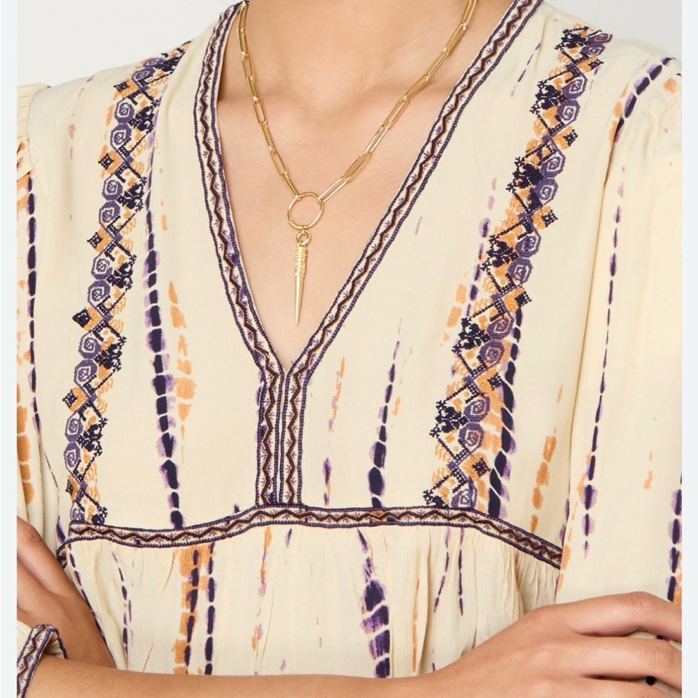 BA&SH ISIS V-Neck Embroidered Boho Peasant Oversized Blouse New with Tags